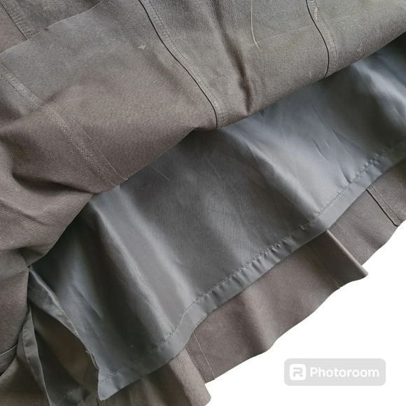 Alfani 100% Real Genuine Suede Leather Midi Skirt Pleats Raw Hem Dark Brown zip - Picture 2 of 7